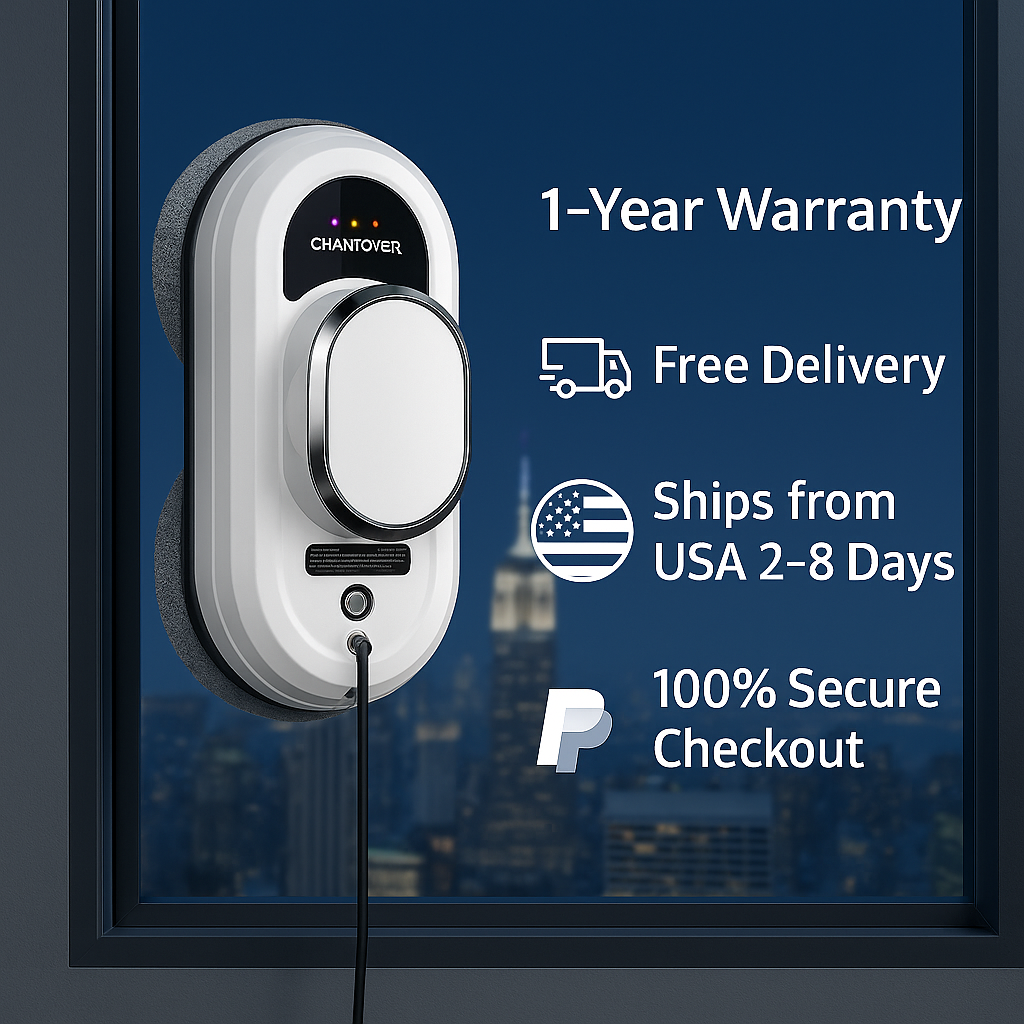 Smart Window Cleaning Robot™ – Remote Controlled Electric Glass Cleaner for Home & Office, Ultra-Thin Design