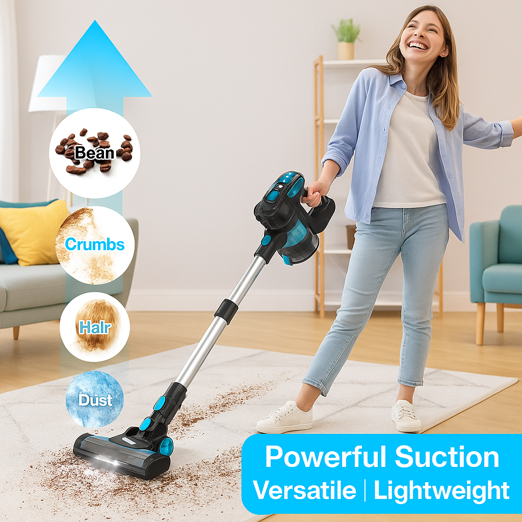 INSE™ 6-in-1 Cordless Stick Vacuum – 20KPa Power, 40 Min, Lightweight | Electromax