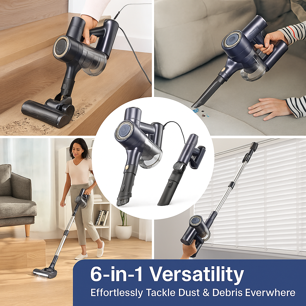 YISORA™ 6-in-1 Corded Stick Vacuum – 600W, 23KPa, Lightweight | Electromax