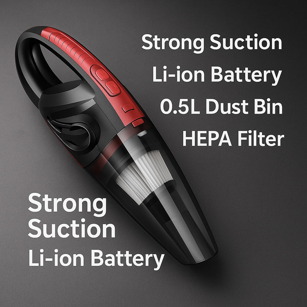 Handheld Wireless Car Vacuum Cleaner™ – 120W High Power, Portable & Rechargeable, with HEPA Filter
