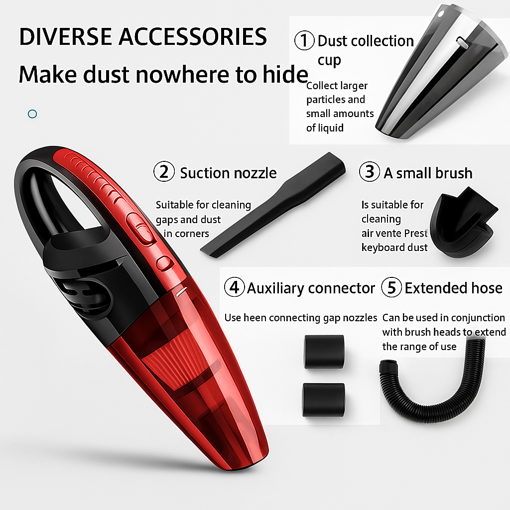 Handheld Wireless Car Vacuum Cleaner™ – 120W High Power, Portable & Rechargeable, with HEPA Filter