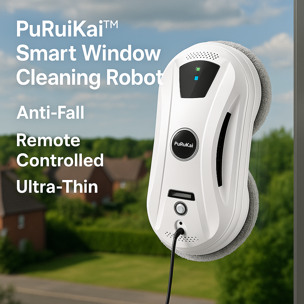 PuRuiKai™ Smart Window Cleaning Robot – Anti-Fall, Remote Controlled, Ultra-Thin, for Home Glass & Mirrors