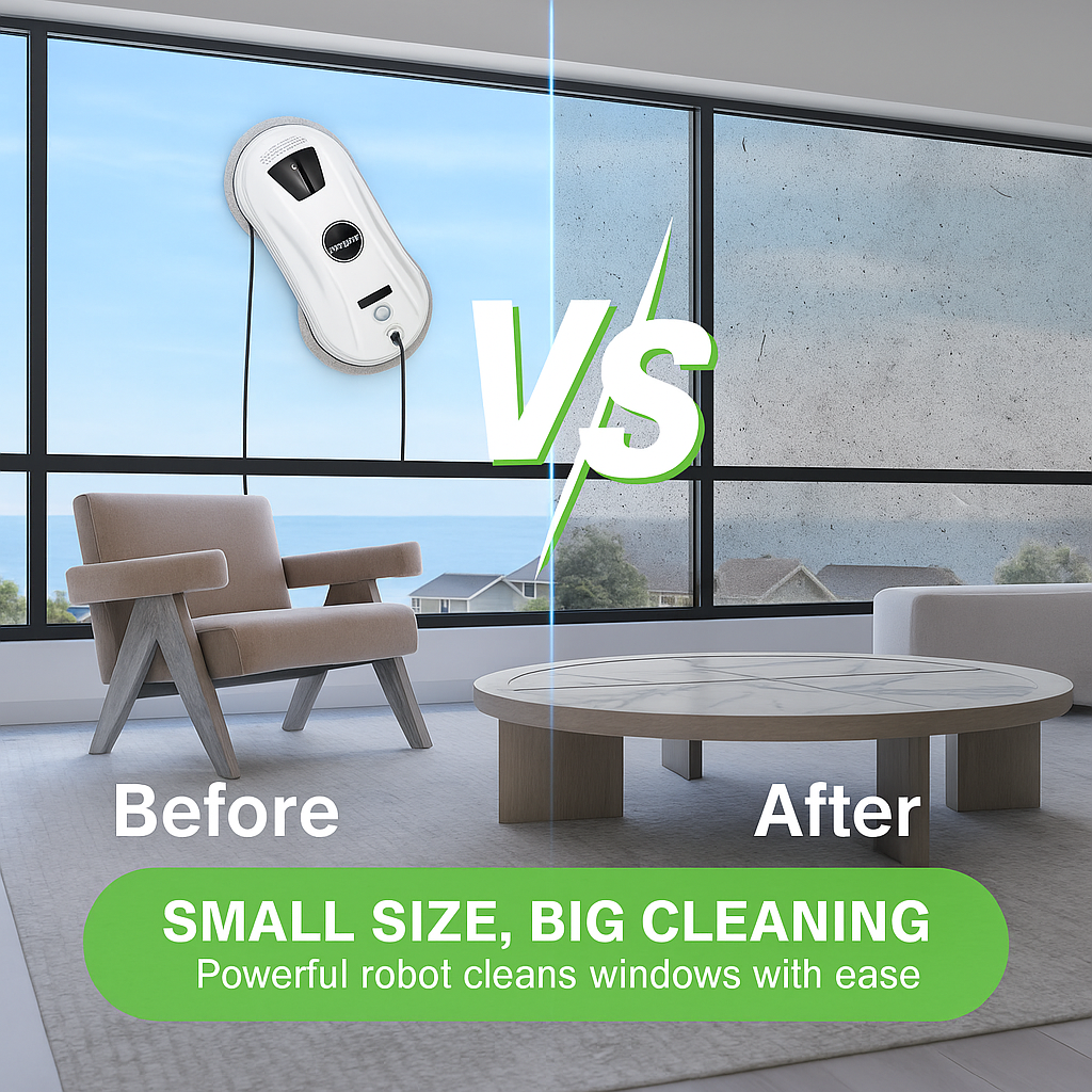 PuRuiKai™ Smart Window Cleaning Robot – Anti-Fall, Remote Controlled, Ultra-Thin, for Home Glass & Mirrors