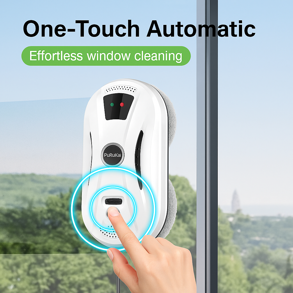 PuRuiKai™ Smart Window Cleaning Robot – Anti-Fall, Remote Controlled, Ultra-Thin, for Home Glass & Mirrors