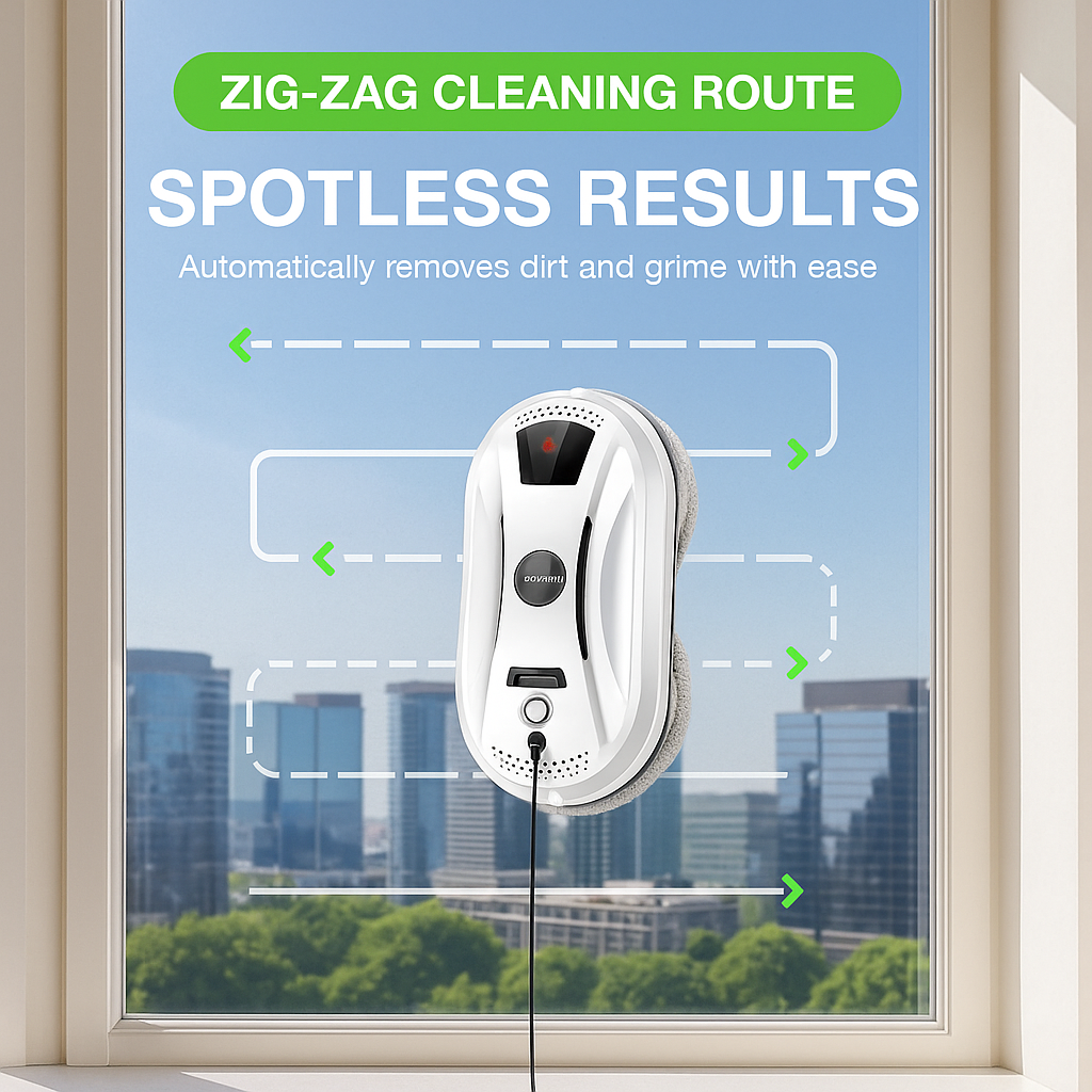 PuRuiKai™ Smart Window Cleaning Robot – Anti-Fall, Remote Controlled, Ultra-Thin, for Home Glass & Mirrors