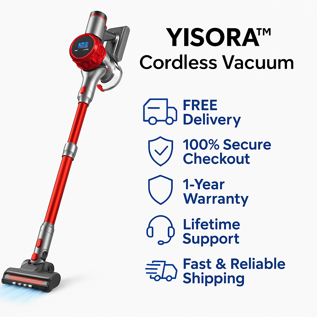 YISORA™ Cordless Vacuum – 40KPa, 55 Min Runtime, Touchscreen | Electromax