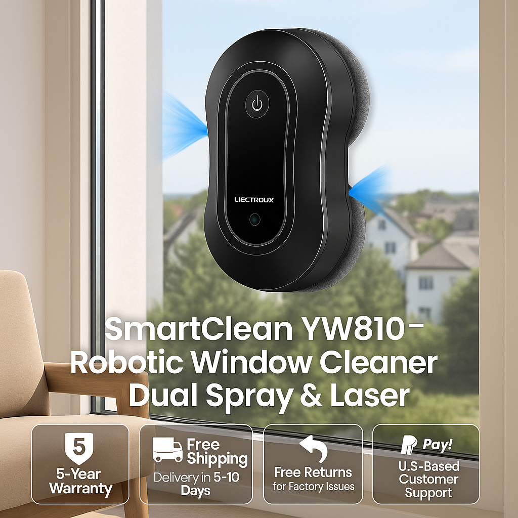 SmartClean YW810™ Robotic Window Cleaner – Dual Spray, Laser Navigation & App Control