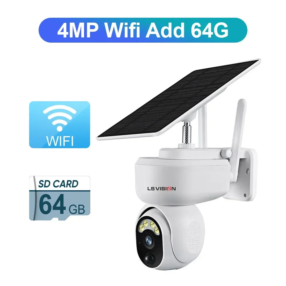 LS Vision 2K Solar SmartCam™ – 4MP Wireless PTZ Security with 4G/WiFi, Motion Detection & 2-Way Audio