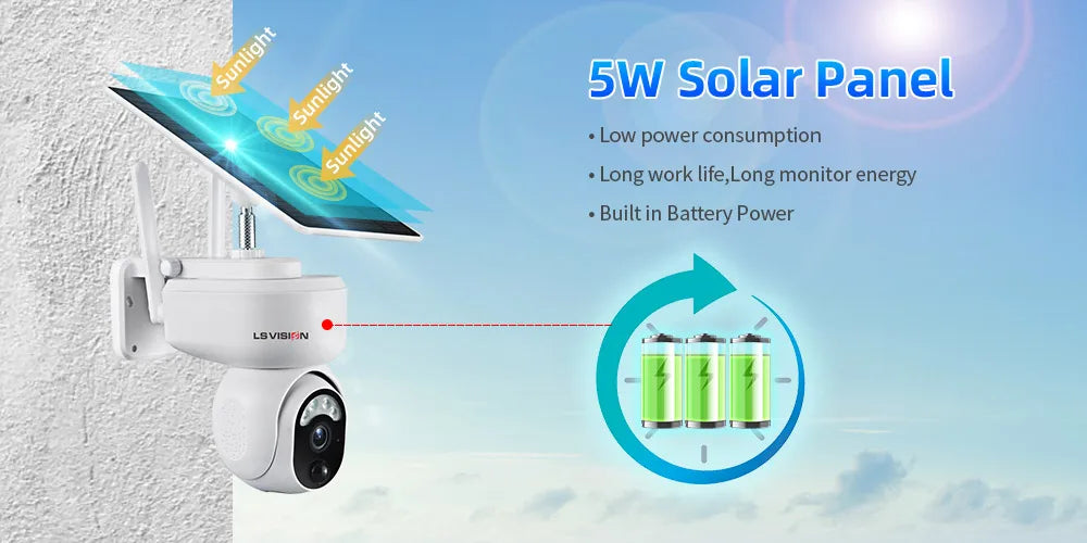LS Vision 2K Solar SmartCam™ – 4MP Wireless PTZ Security with 4G/WiFi, Motion Detection & 2-Way Audio