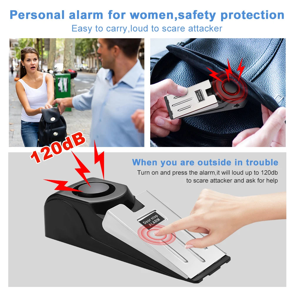 Wsdcam Portable Door Stopper Alarm – 120dB Loud Security Alert for Home & Travel