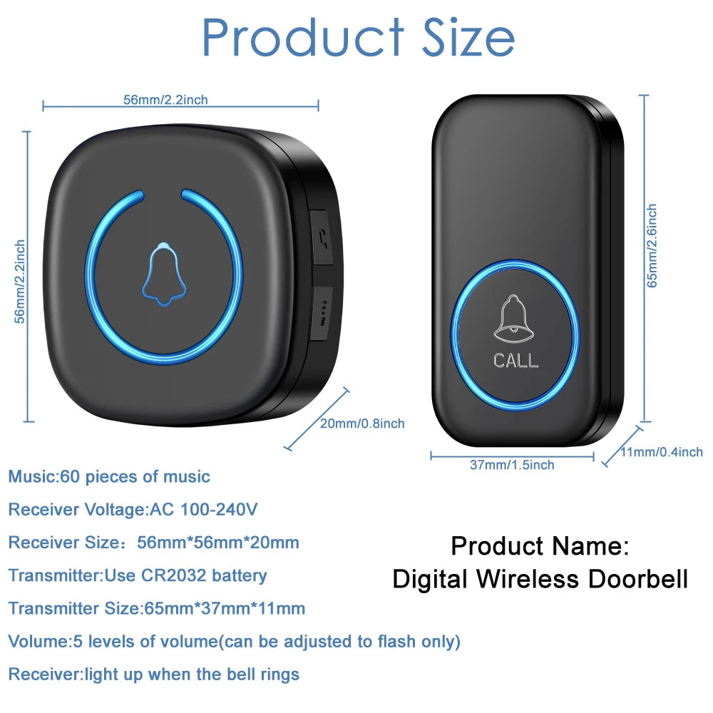 SmartChime™ – Wireless Doorbell with 300M Range & 60 Melodies