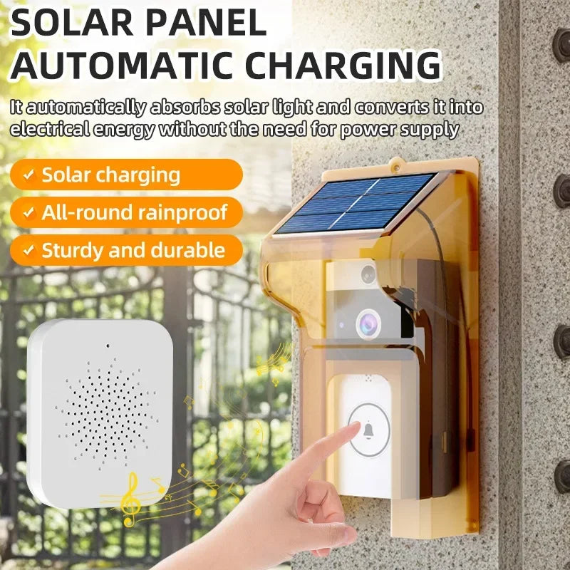 Smart Wireless Video Doorbell with Solar Charging – Waterproof, WiFi, Intercom & HD Camera