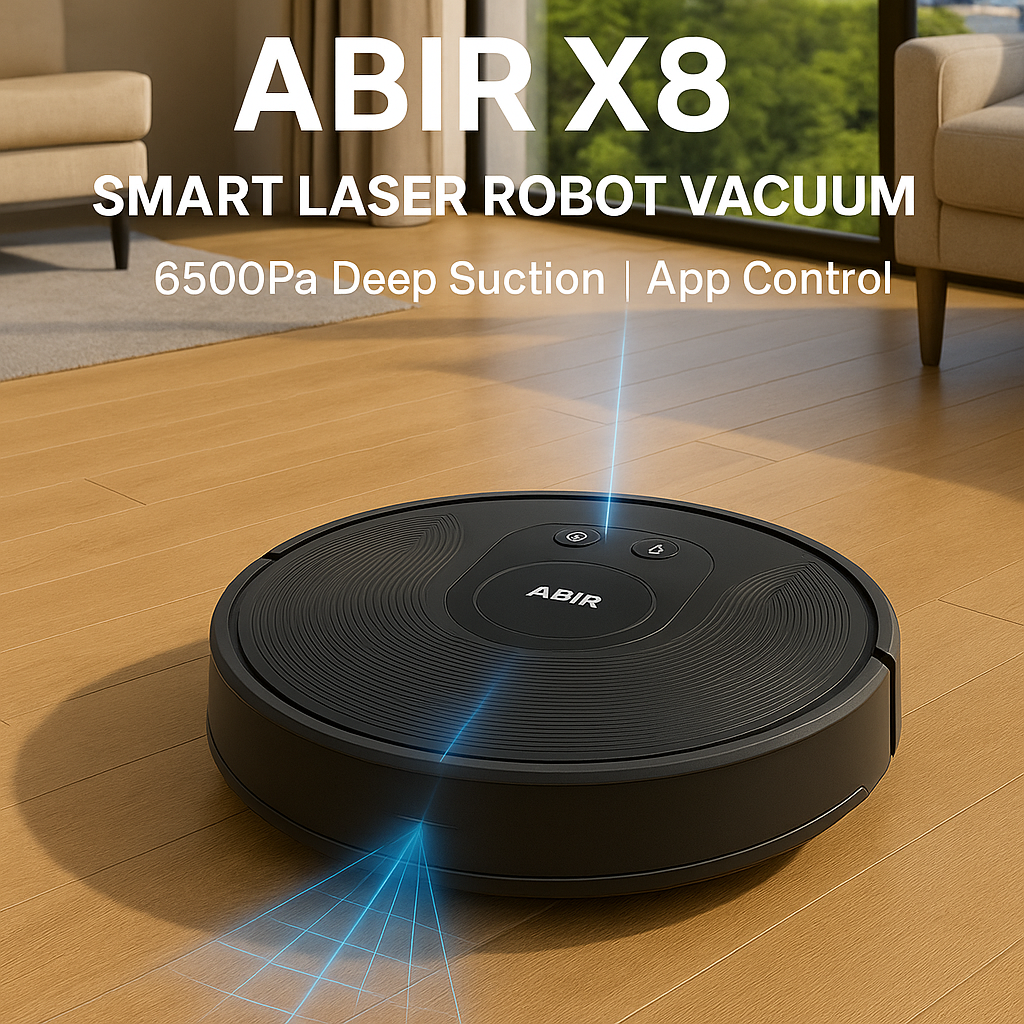 ABIR X8™ – Smart Laser Robot Vacuum with App Control & 6500Pa Deep Suction