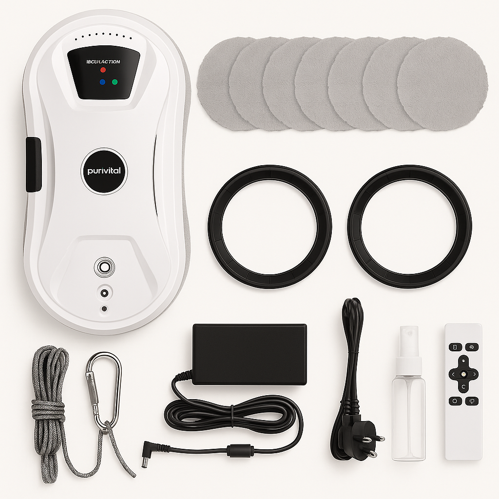 SmartClean WD8™ – Dual Spray Robotic Window Cleaner with Laser Precision & App Control