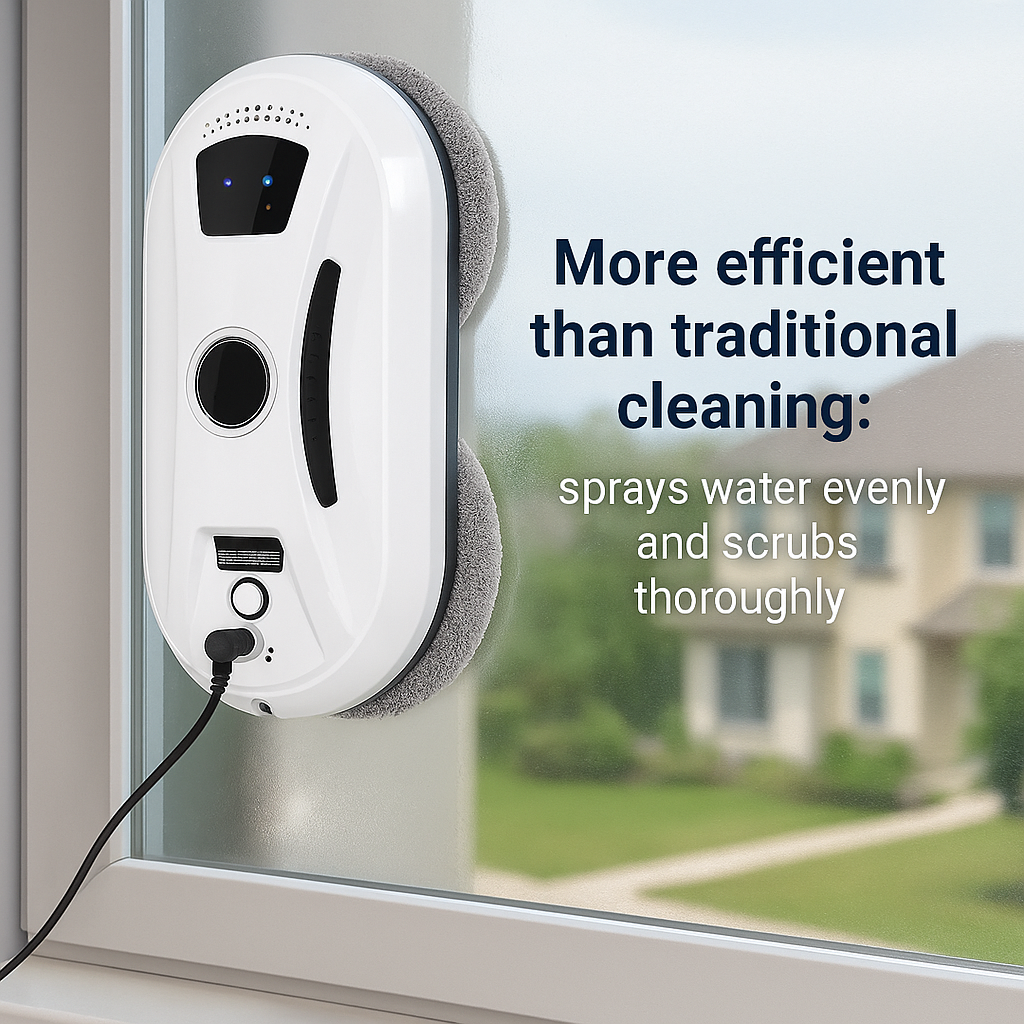 SmartClean WD8™ – Dual Spray Robotic Window Cleaner with Laser Precision & App Control