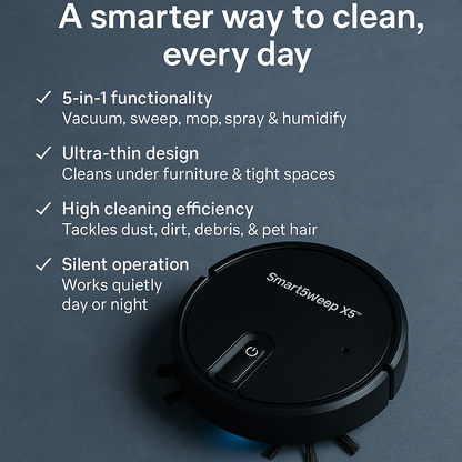 SmartSweep X5™ 5-in-1 Robot Vacuum & Mop | Electromax