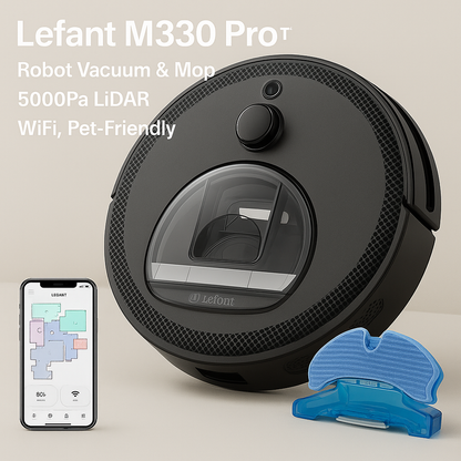 Lefant M330 Pro™ Robot Vacuum & Mop – 5000Pa, LiDAR, WiFi, Pet-Friendly | Electromax