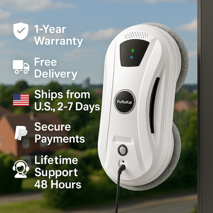 PuRuiKai™ Smart Window Cleaning Robot – Ultra-Thin & Safe | Electromax