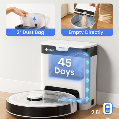 Lefant™ Self-Emptying Robot Vacuum & Mop – 6000Pa, Laser Nav, WiFi/Alexa | Electromax