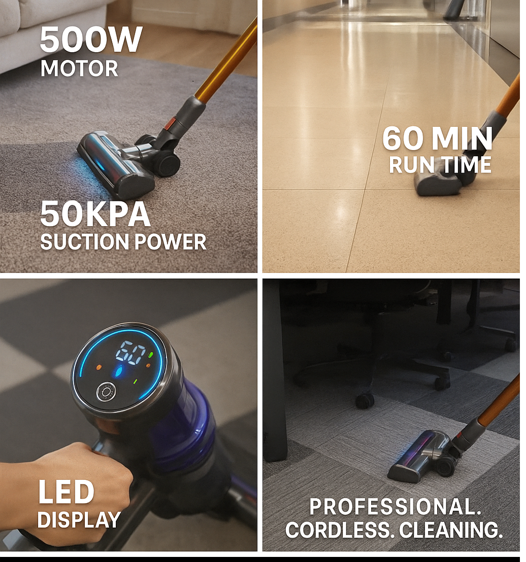 Laresar V7™ – Smart Cordless Vacuum with LCD Display & Multi-Surface Precision