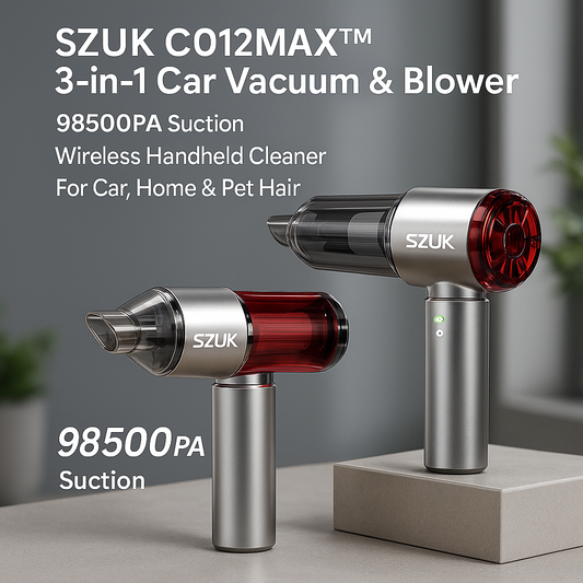 SZUK C012MAX™ 3-in-1 Cordless Vacuum & Blower – 985000Pa Suction for Car, Home & Pet Hair