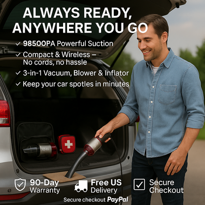 SZUK C012MAX™ 3-in-1 Cordless Vacuum & Blower – 98500Pa for Car, Home & Pets | Electromax