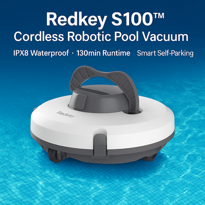 Redkey S100™ Cordless Robotic Pool Vacuum – IPX8, 130 Min, Self-Parking | Electromax
