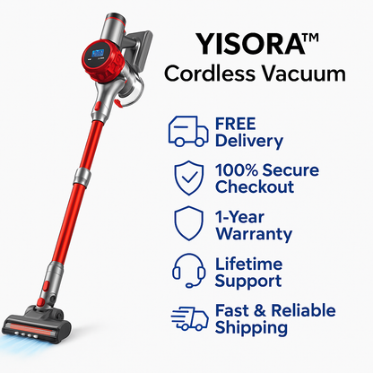 YISORA™ Cordless Vacuum – 40KPa, 55 Min Runtime, Touchscreen | Electromax
