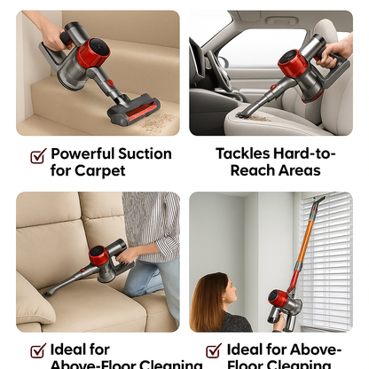 YISORA™ Cordless Vacuum – 40KPa, 55 Min Runtime, Touchscreen | Electromax