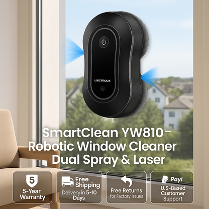 SmartClean YW810™ Window Cleaning Robot – Dual Spray, Laser Nav & App Control | Electromax