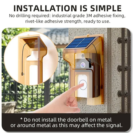 Smart Wireless Video Doorbell with Solar Charging – Waterproof, WiFi, Intercom & HD Camera