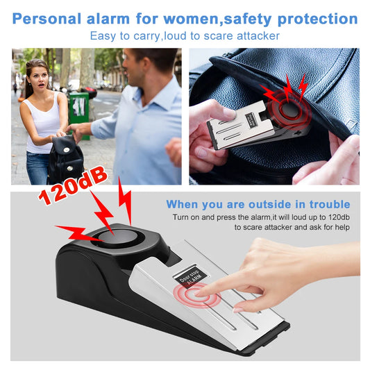 Wsdcam Portable Door Stopper Alarm – 120dB Loud Security Alert for Home & Travel
