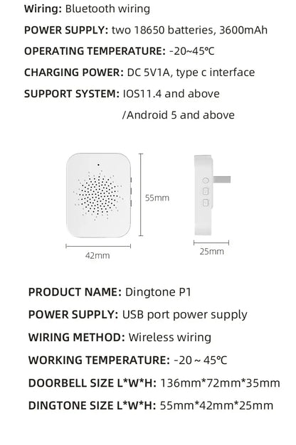 Smart Wireless Video Doorbell with Solar Charging – Waterproof, WiFi, Intercom & HD Camera
