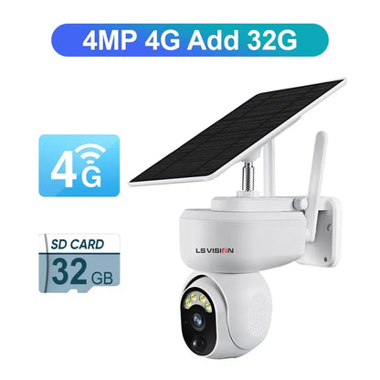 LS Vision 2K Solar SmartCam™ – 4MP Wireless PTZ Security with 4G/WiFi, Motion Detection & 2-Way Audio