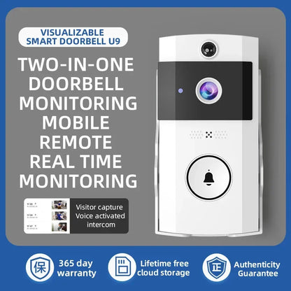 Smart Wireless Video Doorbell with Solar Charging – Waterproof, WiFi, Intercom & HD Camera