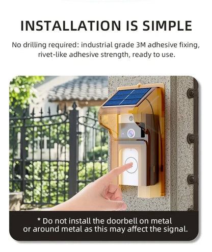 Smart Wireless Video Doorbell with Solar Charging – Waterproof, WiFi, Intercom & HD Camera