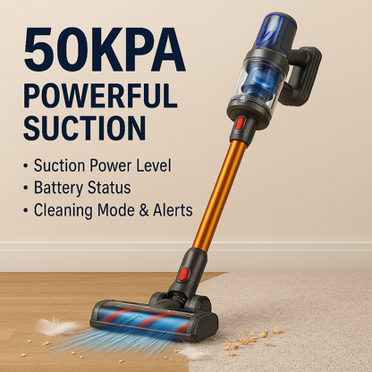 Laresar V7™ – Smart Cordless Vacuum with LCD Display & Multi-Surface Precision
