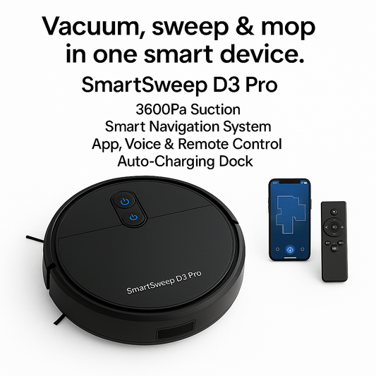 SmartSweep D3 Pro™ – 3-in-1 Robot Vacuum with App & Voice Control | 3600Pa Suction
