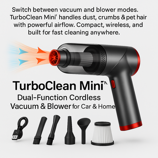 TurboClean Mini™ – Dual-Function Cordless Vacuum & Blower for Car & Home