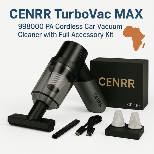 TurboVac CENRR™ – 998000Pa Cordless Car Vacuum with 9 Attachments & Brushless Motor