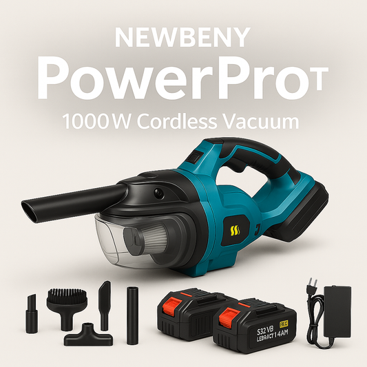 NEWBENY PowerPro™ – 1000W Cordless Vacuum for Garage, Home & Construction Cleaning