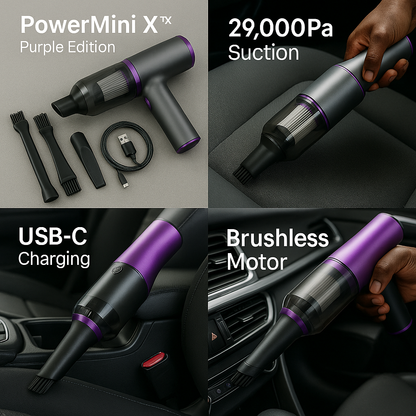 PowerMini X™ Purple Edition – Cordless Car Vacuum with 29,000Pa Suction & Brushless Motor.