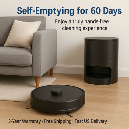 AT800™ 3-in-1 Robot Vacuum & Mop – 5000Pa, 60-Day Self-Empty, LiDAR, WiFi | Electromax